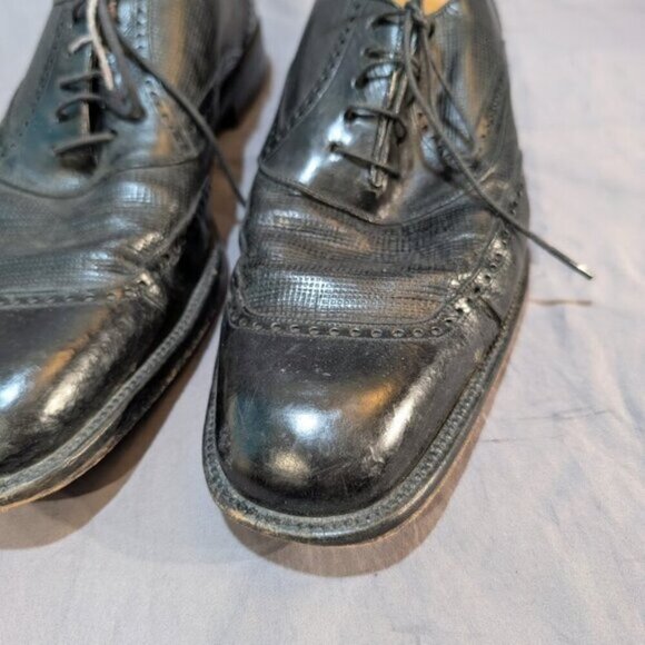 Mezlan Black Leather Textured Dress Shoes Oxford Derby Men Size 10 - Picture 2 of 11